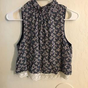 Forever 21 floral high neck crop top